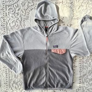 Patagonia Girls' XL(14) Micro D Snap-T Fleece Full Zip Jacket Noble Gray Pink